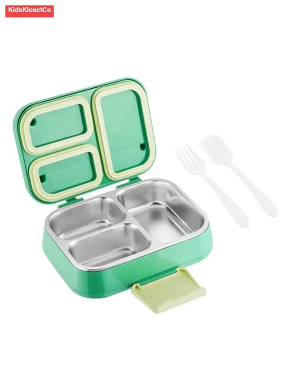 Kids Stainless Steel Bento Box Leakproof Double Layer 3 Compartment Lunch
